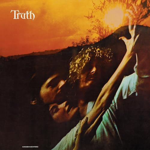 CD cover for "Truth" featuring two figures against a fiery sunset.