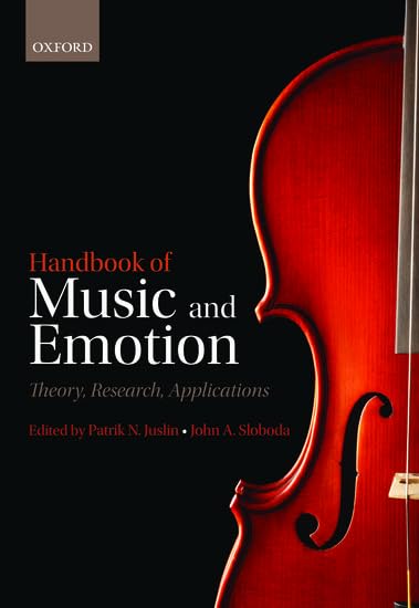 Book cover: "Handbook of Music and Emotion" with a violin image.