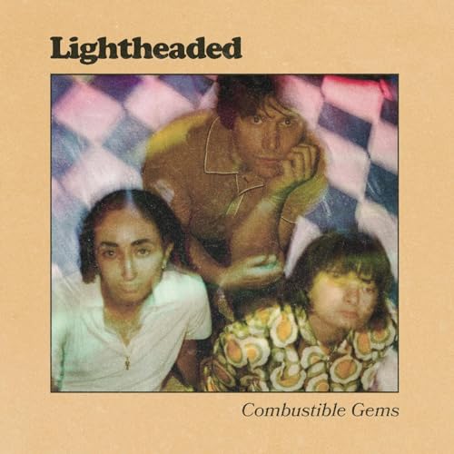 Album cover for Lightheaded’s “Combustible Gems” featuring three people.