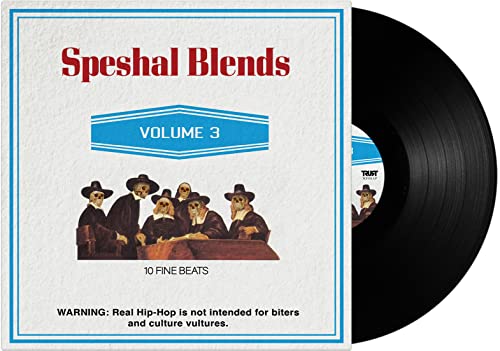 Vinyl record for 38 Spesh’s “Speshal Blends Volume 3” with skull illustration.