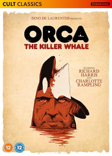 Orca movie poster: a distressed image of a killer whale and a man’s face.