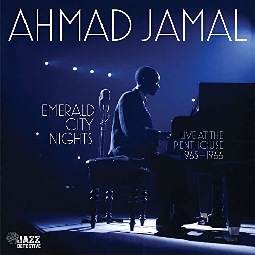 Ahmad Jamal at a piano with a vintage microphone, album cover.