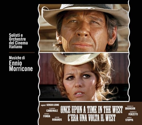 CD cover for "Once Upon a Time in the West" soundtrack, featuring film portraits.