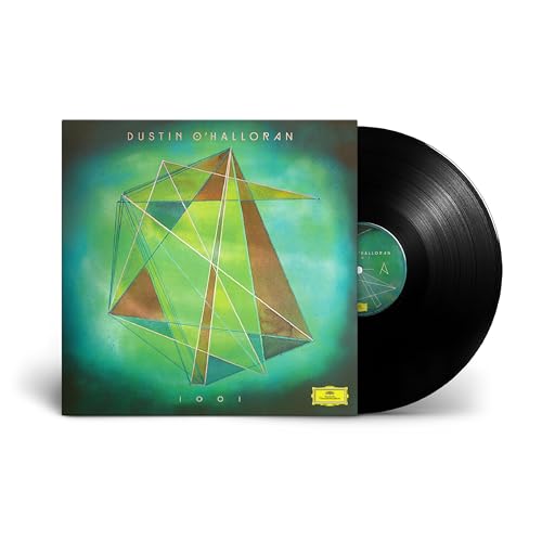 Dustin O’Halloran’s “1001” vinyl record with geometric green and gold cover art.
