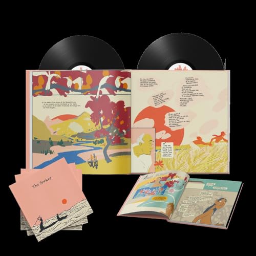 Vinyl record with open gatefold cover displaying colorful illustrated artwork.