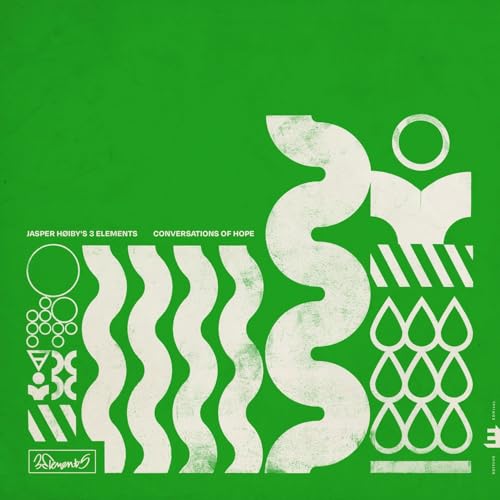 Green album cover with abstract white shapes and text: "Conversations Of Hope.