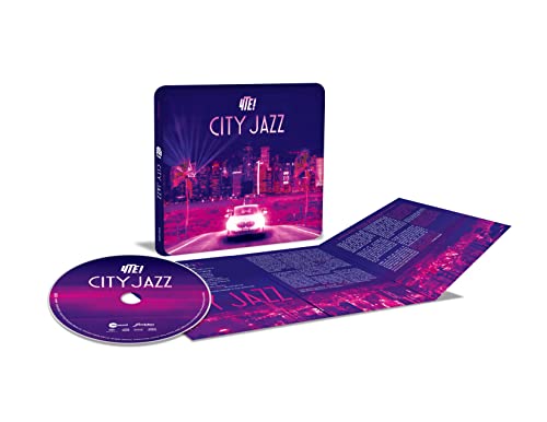 CD case and disc for “4TE! - City Jazz!” with a nighttime city scene.