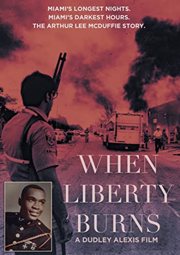 DVD cover for “When Liberty Burns” depicting a man with a rifle and burning city.