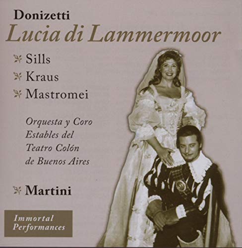 CD cover for Donizettiās āLucia di Lammermoorā featuring opera singers.