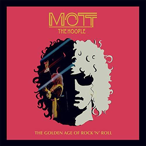 Album cover with Mott the Hoople text, a silhouette, and a performer on stage.