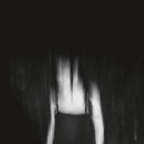 Black and white abstract image of a blurred figure with long hair.