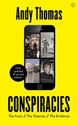 Book cover featuring a phone displaying images related to conspiracy theories.