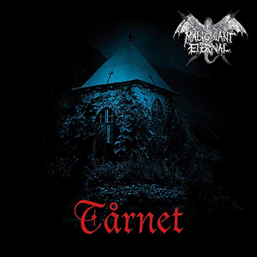 Dark stone tower with blue light, album cover for “Tarnet”.