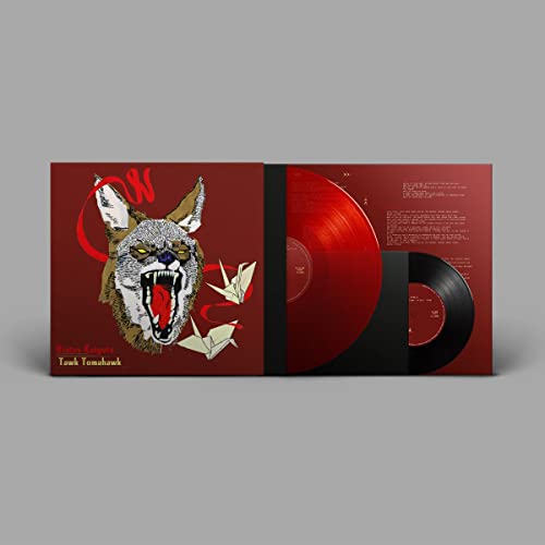 Red vinyl record with cover art featuring a fox and origami cranes.