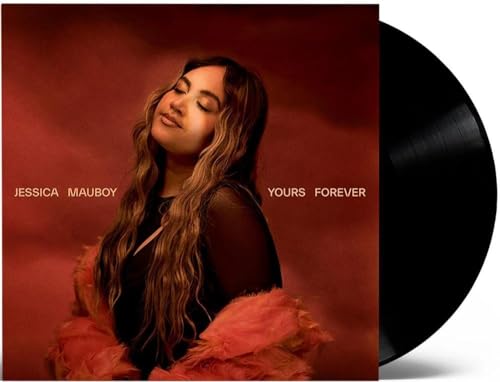 Jessica Mauboy album cover “Yours Forever” with a black vinyl record.