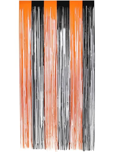 Matt Fringe Curtain Backdrop, Orange & Black
