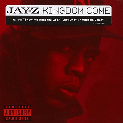 Jay-Z "Kingdom Come" CD cover, red background, close-up portrait.