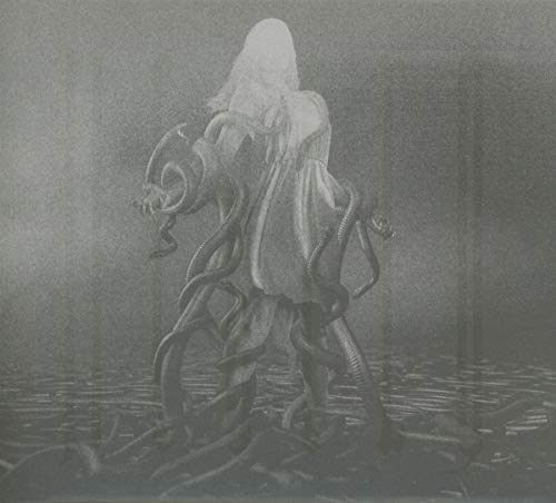 Black and white album cover featuring a figure with serpentine features.