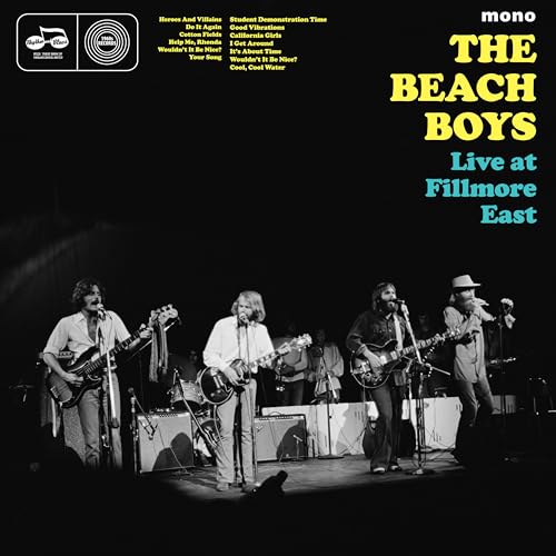 Black and white album cover of The Beach Boys performing live onstage.