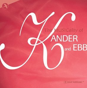 CD cover for “The MUSICality of Kander and Ebb” with white script on red.