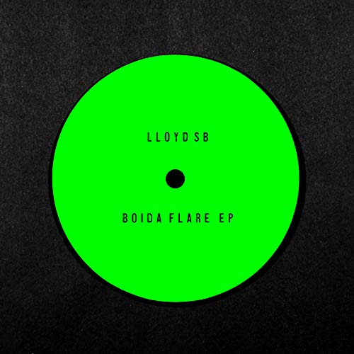 Bright green vinyl record label with black text: "LLOYD SB" and "BOIDA FLARE EP".