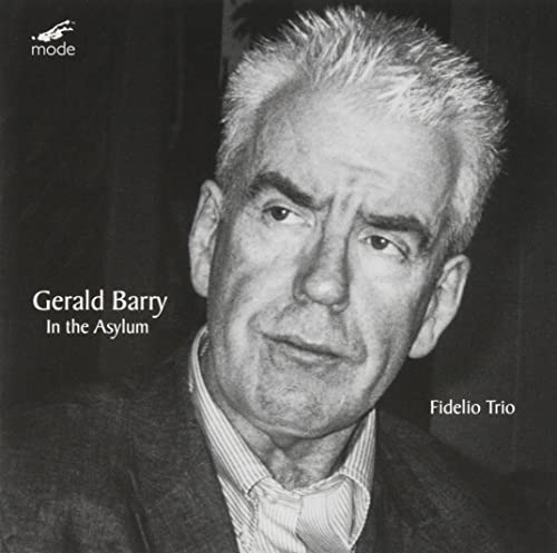 Black and white portrait of composer Gerald Barry, CD cover art.