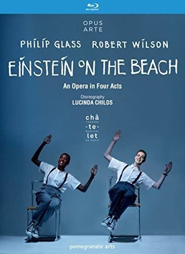 Blu-ray cover for Philip Glassās āEinstein on the Beachā opera, two dancers.