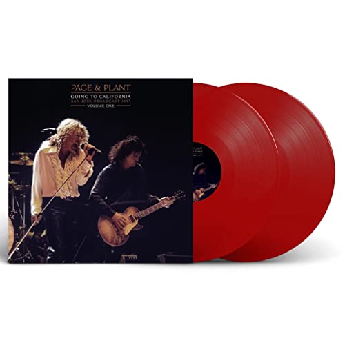 Page & Plant “Going to California” red vinyl record with album cover.