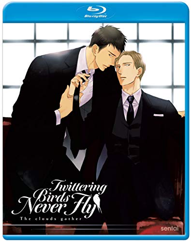 Blu-ray cover for “Twittering Birds Never Fly” featuring two suited men.