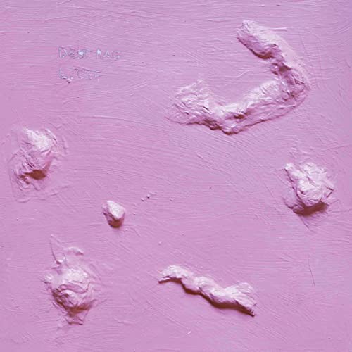 Pink textured album cover with abstract white shapes and “Debt Rag” text.