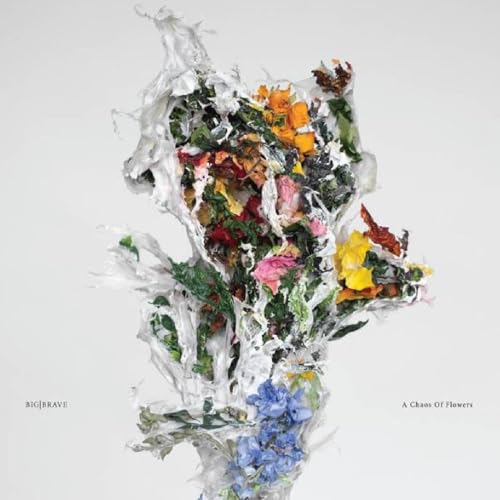 Album cover: crushed white material with colorful, mixed flowers.