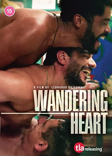 Two shirtless men with beards laughing together on the Wandering Heart DVD cover.