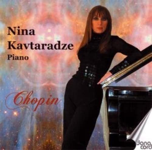 Nina Kavtaradze portrait with piano, CD cover for Chopin’s music.