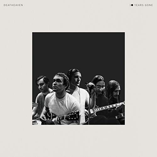 Black and white photo of band Deafheaven, album cover for "10 Years Gone".