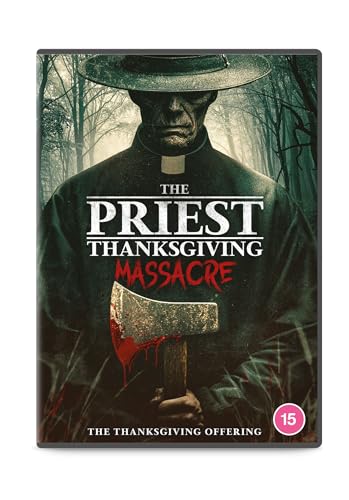 DVD cover for "The Priest - Thanksgiving Massacre" featuring a priest with an axe.