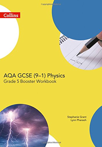 Yellow workbook cover with physics equations, lightning, and a hand writing.