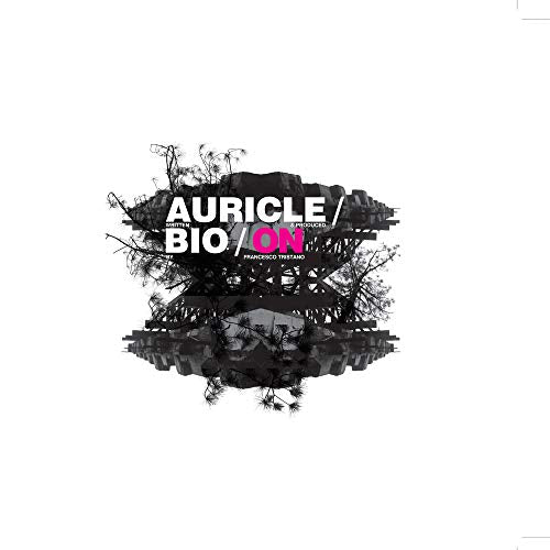 CD cover for "Auricle/Bio/On" with abstract black and pink design.