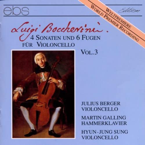 CD cover featuring a portrait of Luigi Boccherini with a cello.
