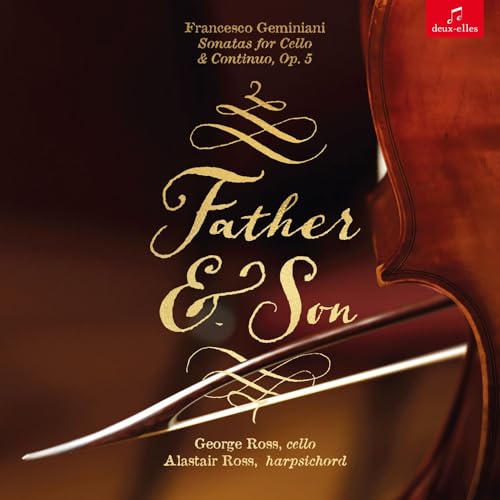 CD cover featuring calligraphy reading "Father & Son" with cello image.