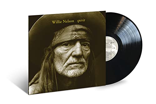 Willie Nelson’s “Spirit” vinyl record album cover and black record disc.