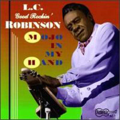 L.C. Good Rockin’ Robinson playing a brown guitar on CD cover.