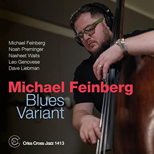 CD cover featuring Michael Feinberg with a double bass and headphones.
