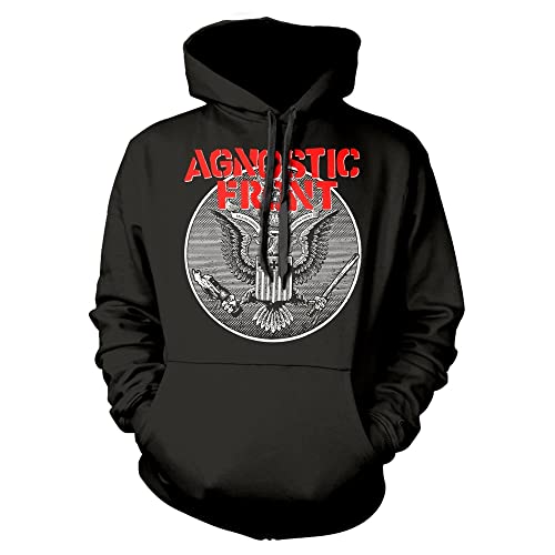 Agnostic Front Hoodie Against All Eagle Logo Official Mens Black Pullover M
