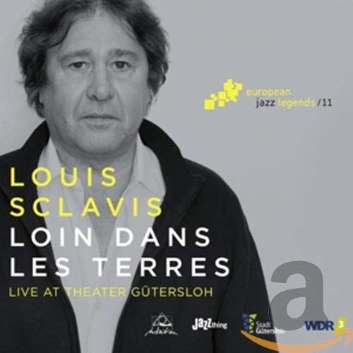 Black and white portrait of Louis Sclavis, CD cover for “Loin Dans Les Terres.”