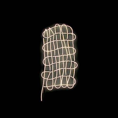 Vinyl record cover with a glowing, woven grid design on black.