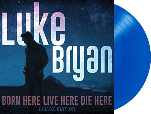 Luke Bryan album cover and blue vinyl record side-by-side.