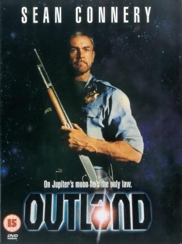 Sean Connery holds a rifle on the DVD cover for "Outland".