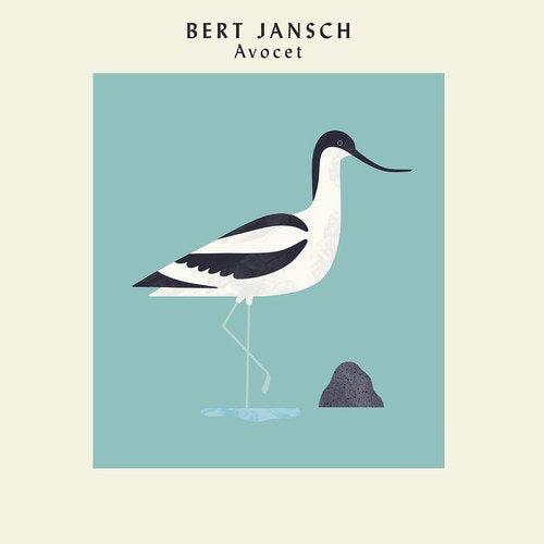 Album cover featuring a stylized black and white avocet bird on a blue background.