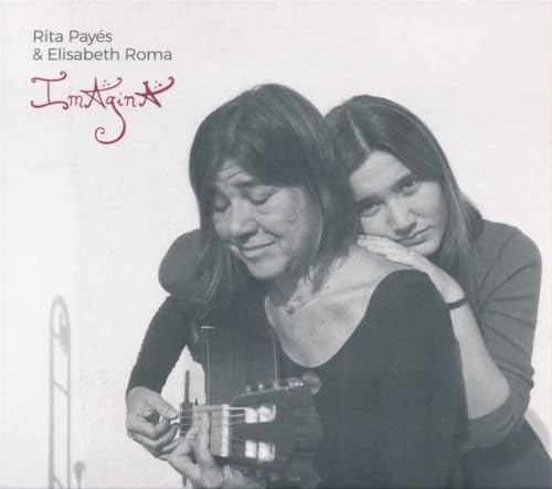 Black and white photo of two women with a guitar, CD cover.
