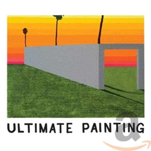 CD cover with a concrete structure, palm trees, and sunset background.